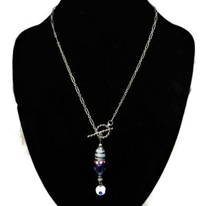 Signed Sterling and Glass Bead Necklace